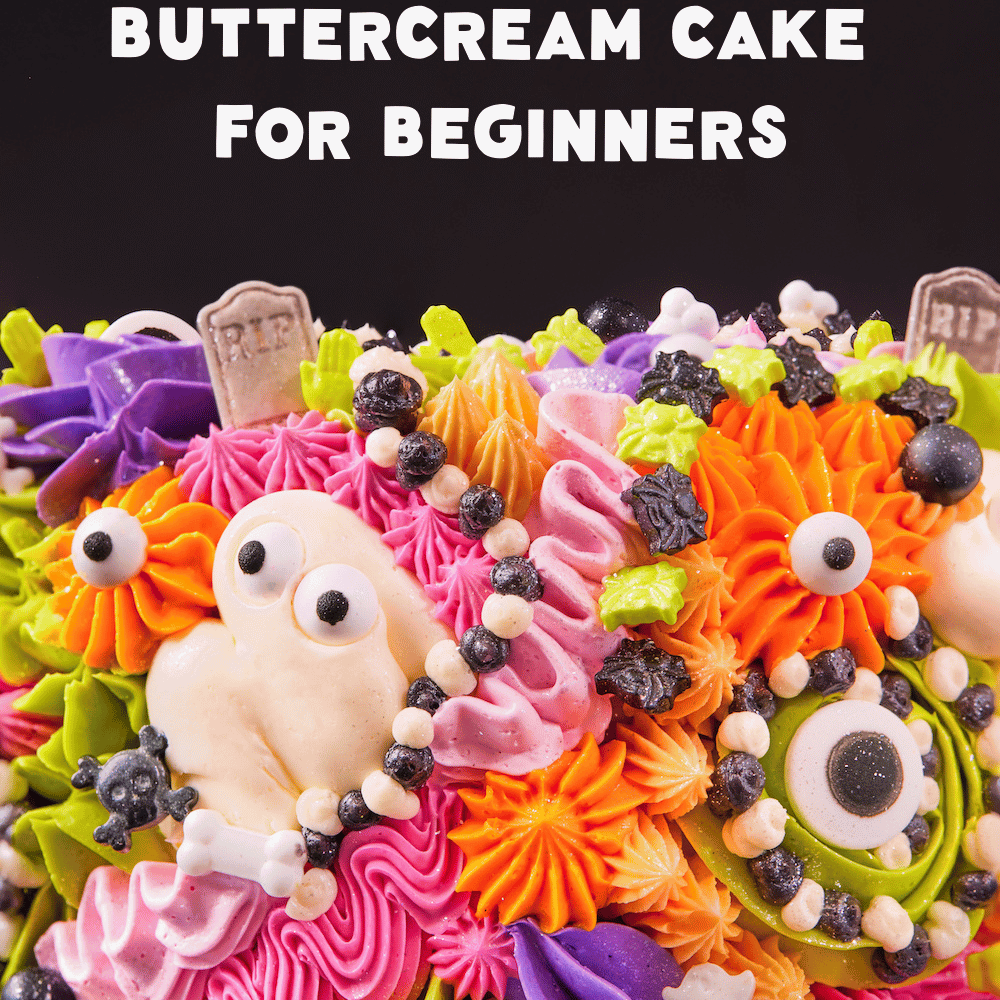 Halloween party cake ideas with buttercream- the ultimate easy cake for Halloween cake classes in Chicago.