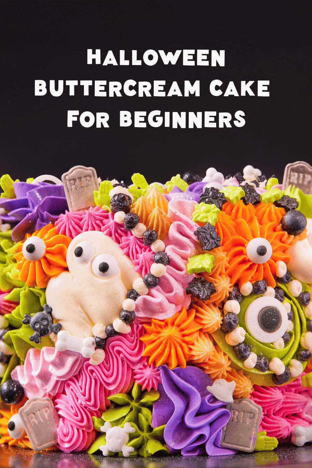 Halloween party cake ideas with buttercream- the ultimate easy cake for Halloween cake classes in Chicago.